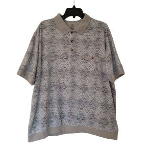 David Taylor Khaki Cream Tan White Business Casual Polo Shirt Men's Size XXL